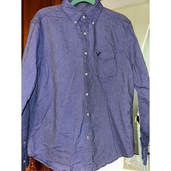 American Eagle Classic Fit Blue Button up Long Sleeve Men size Large - Picture 1 of 4